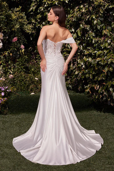 ONE SHOULDER FORM FITTING WEDDING DRESS