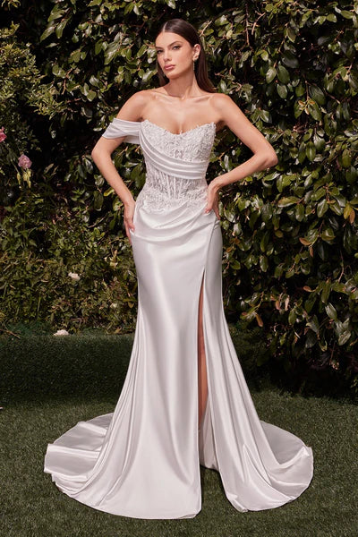 ONE SHOULDER FORM FITTING WEDDING DRESS