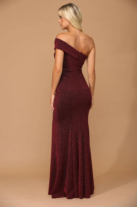 ONE SHOULDERSHIMMERING EVENING DRESS - CLEARENCE