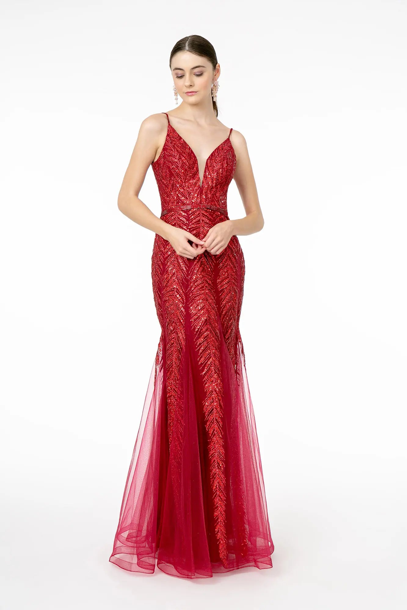 GLITTER STRAPS MERMAID EVENING DRESS - CLEARENCE