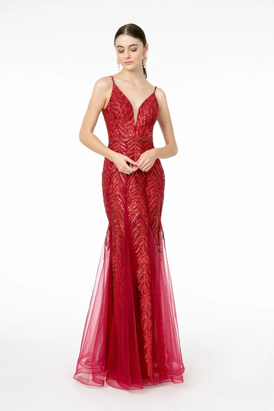 GLITTER STRAPS MERMAID EVENING DRESS - CLEARENCE