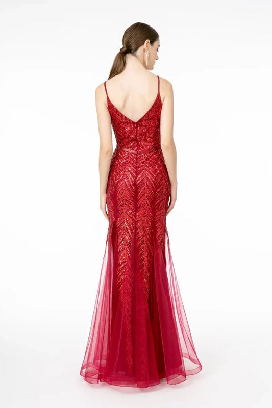 GLITTER STRAPS MERMAID EVENING DRESS - CLEARENCE