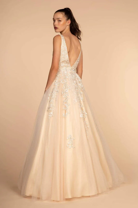 A-LINE CHAMPAGNE EVENING GOWN