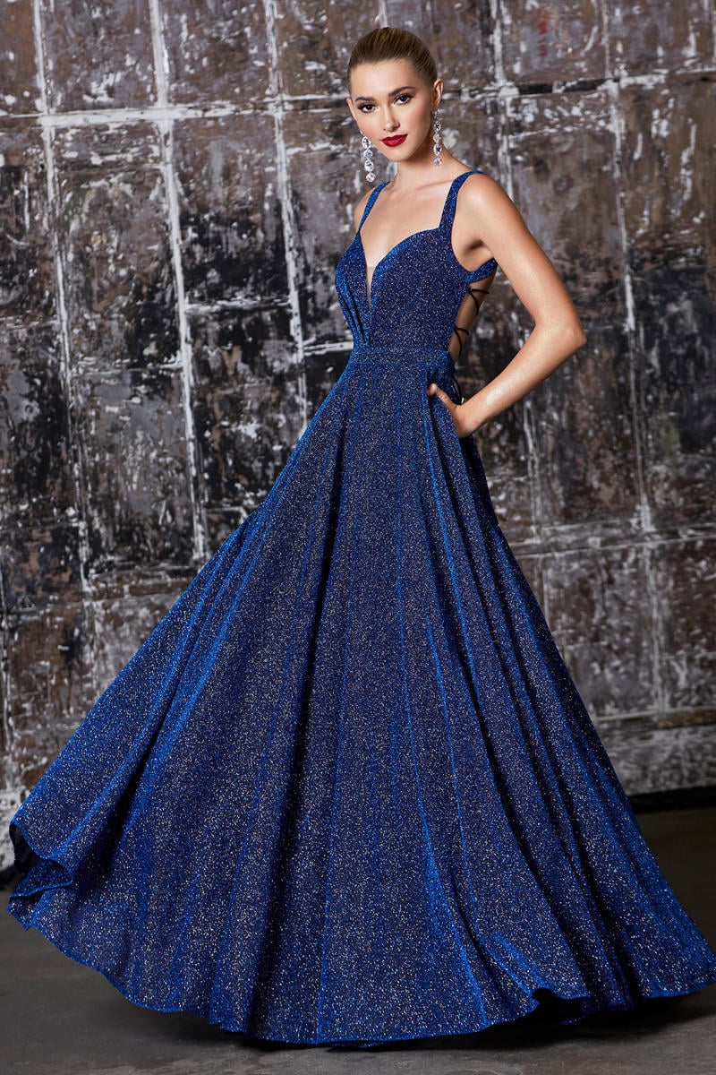 A LINE STRAP BACK EVENING DRESS - CLEARENCE