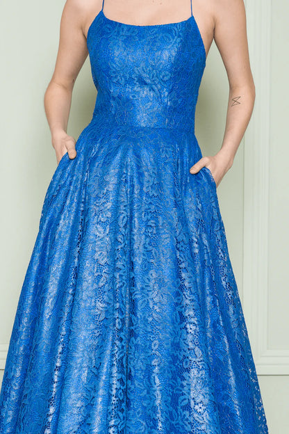 A LINE LACE EVENING DRESS - CLEARENCE